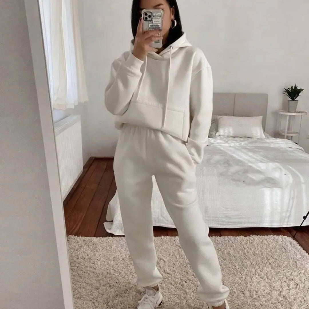 Damen nan kuscheliger Oversize-Kapuzenpullover und Highwaist-Jogginghose Set Drune