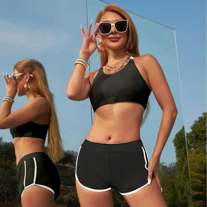 Damen Sportliches Bikini-Set mit hochgeschlossenem Top und bequemen Hosen Drune