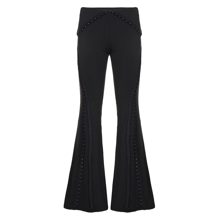 Damen Flared-Leggings mit dekorativen Nieten Drune