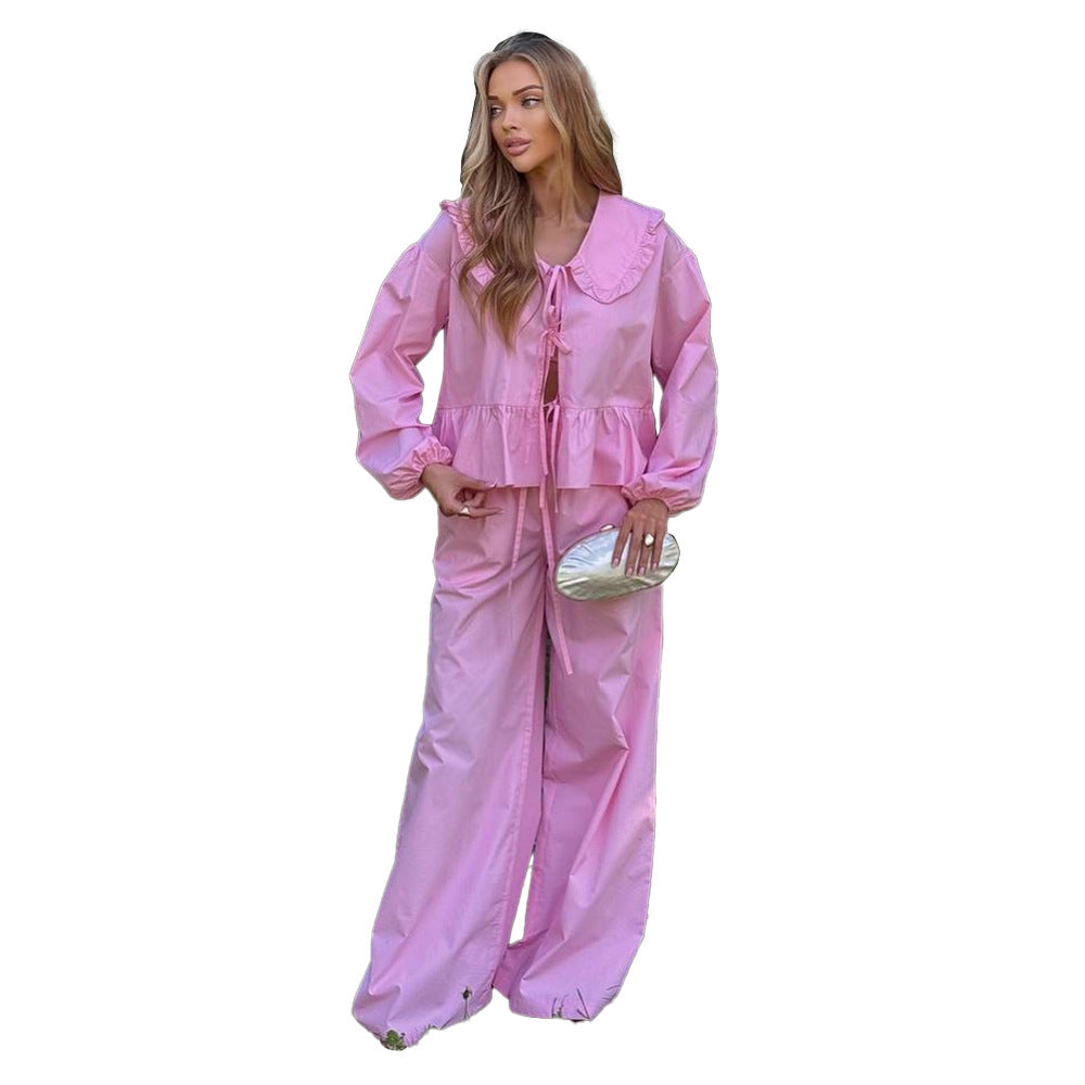 Damen Blusenset mit verspieltem Rüschen-Design und lockerem Schnitt Drune