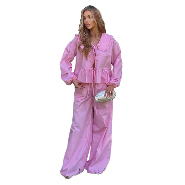 Damen Blusenset mit verspieltem Rüschen-Design und lockerem Schnitt Drune