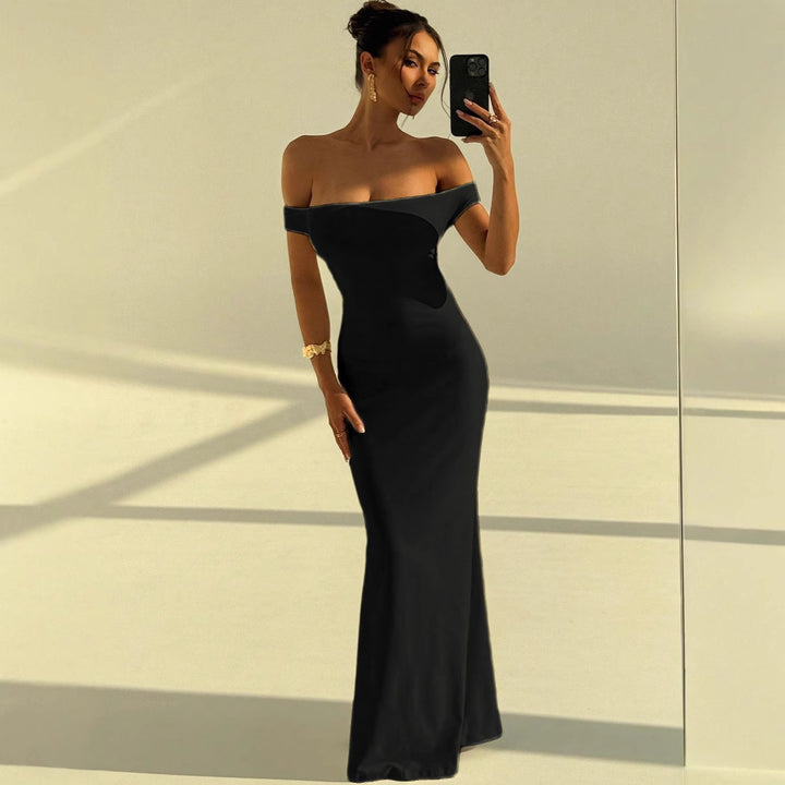 Damen Elegantes Off-Shoulder Maxikleid mit figurbetontem Schnitt Drune
