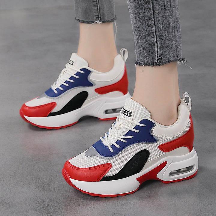 Damen nan dynamischer Retro-Sneaker mit sichtbarer Fersen-Dämpfung, strukturiertem Mesh-Obermaterial und Zuglasche Drune