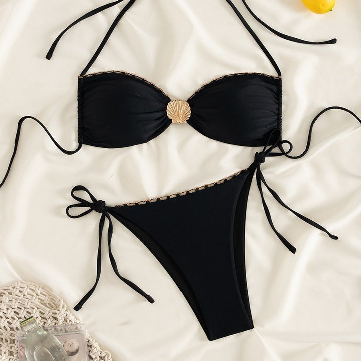Damen Eleganter Bikini mit goldenen Akzenten Drune