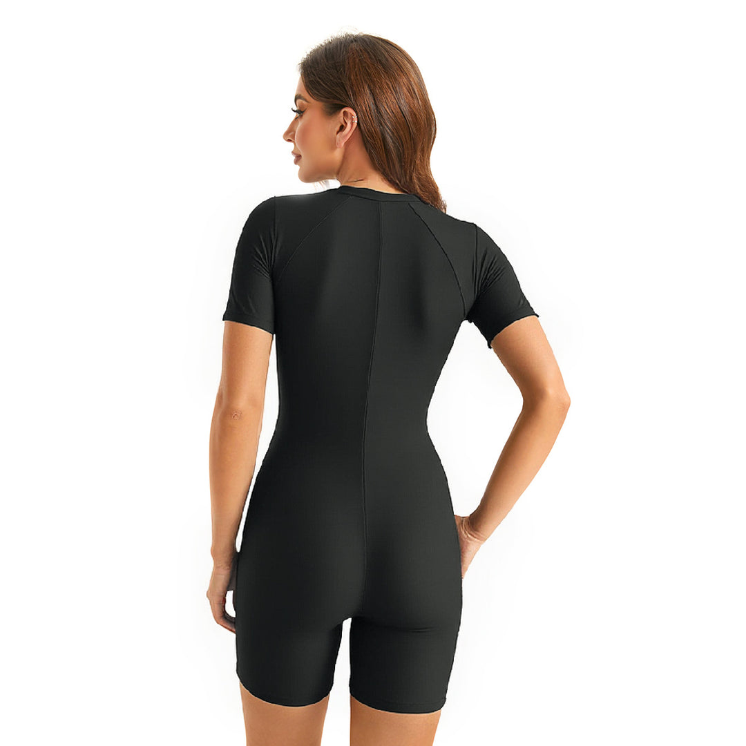 Damen Schwimmanzug mit kurzen Ärmeln und Reißverschluss Drune