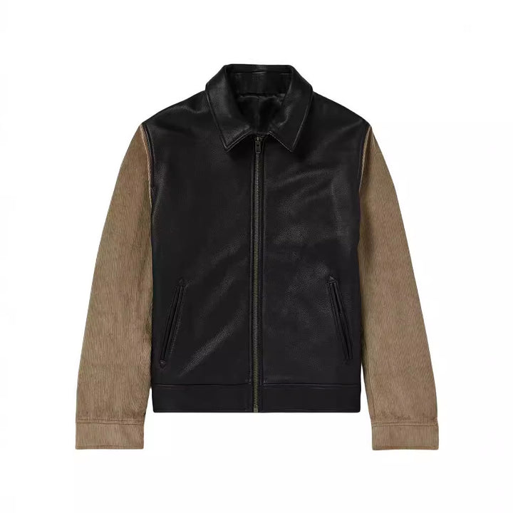 Herren modische Lederjacke mit Baumwollärmeln Drune