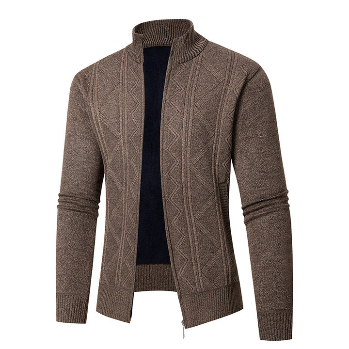 Herren Strickjacke mit eleganten Mustern und modernem Stehkragen Drune