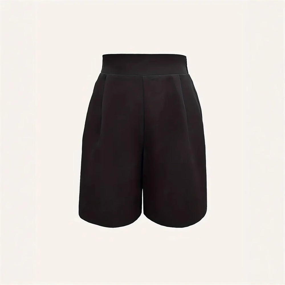 Damen Elegante High-Waist Shorts mit dekorativen Falten Drune