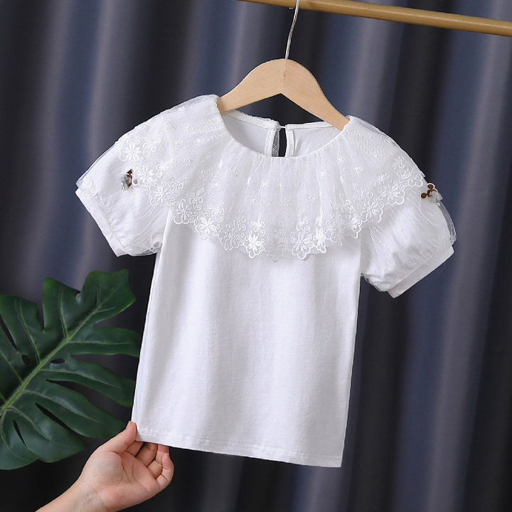 Mädchen T-Shirt mit elegantem Spitzenbesatz Drune