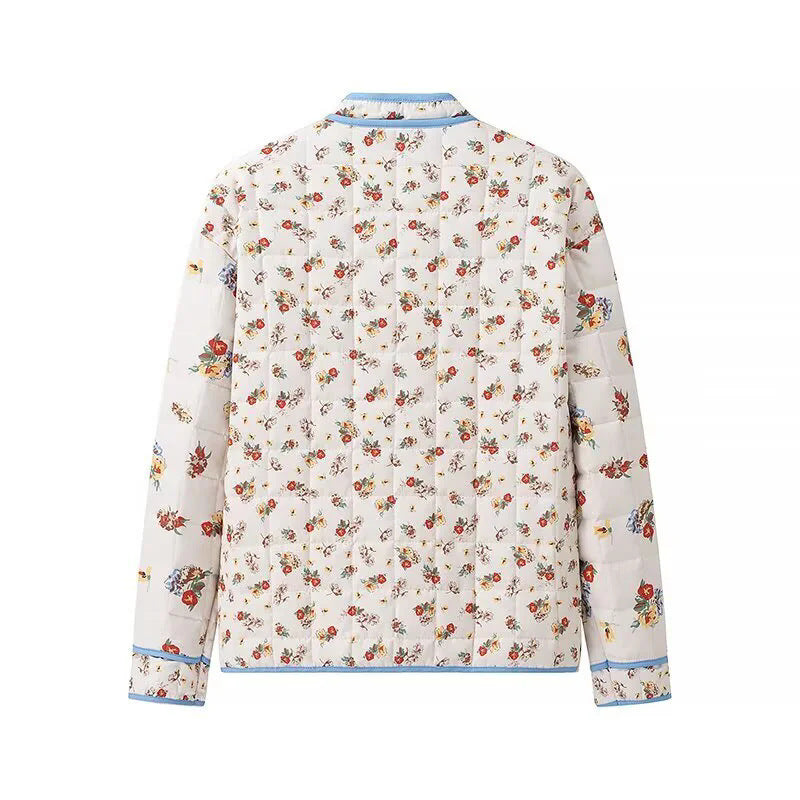 Damen Blumengestickte Steppjacke mit praktischen Taschen und modernem Schnitt Drune