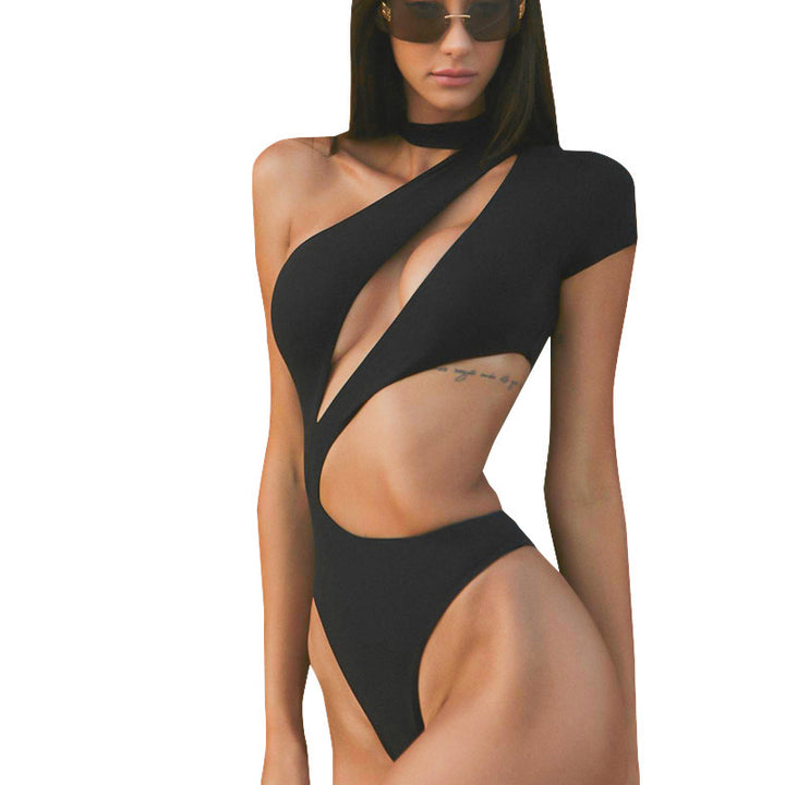 Damen Fashionable Einteiler-Badeanzug mit asymmetrischem Ausschnitt Drune