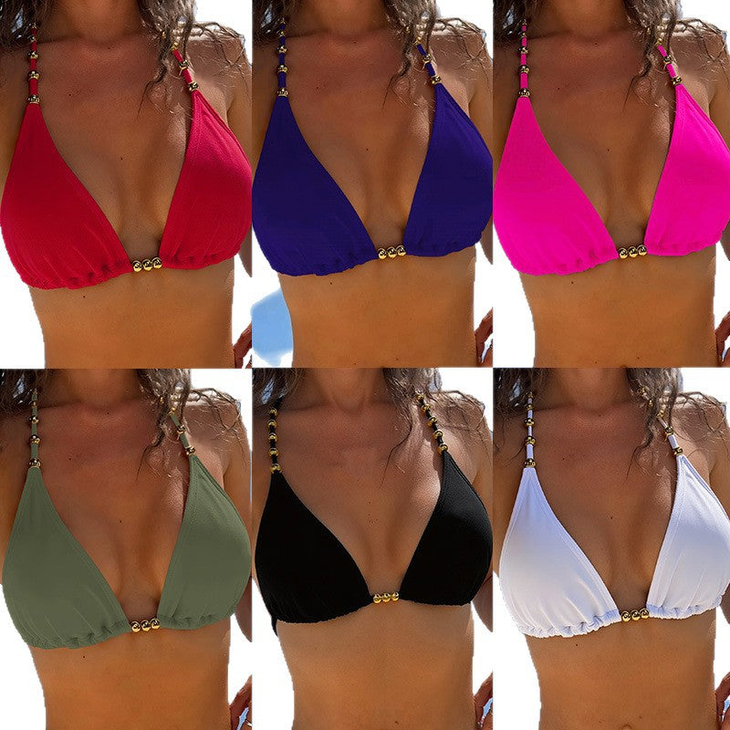 Damen Triangel-Bikini mit goldenen Akzenten und verstellbaren Trägern Drune