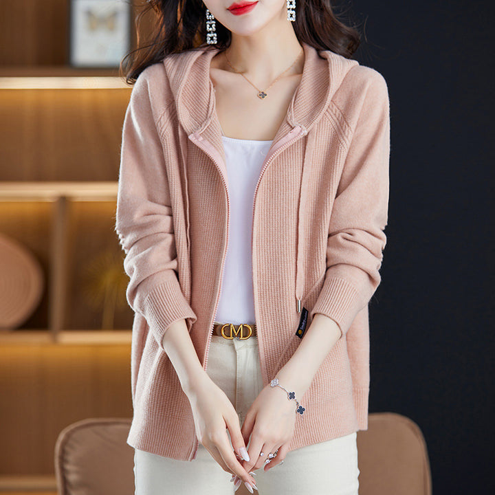 Damen Strickjacke mit Kapuze und praktischen Taschen Drune