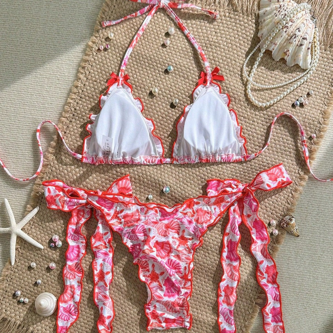 Damen Triangel-Bikini mit Rüschendetails Drune