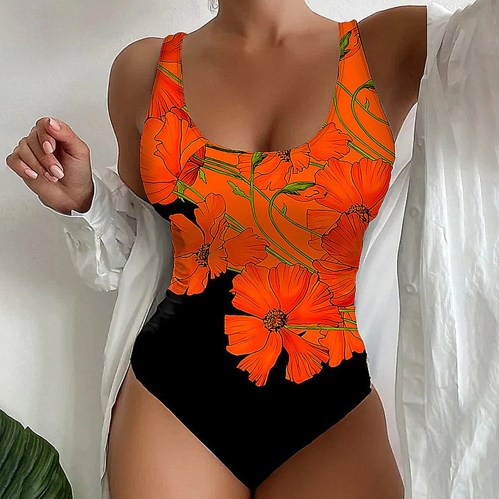 Damen Einteiler Badeanzug mit floralem Design Drune