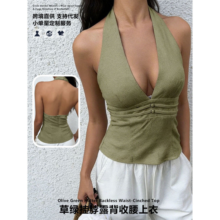 Damen elegantes und tailliertes Bustier-Top mit tiefem V-Ausschnitt Drune