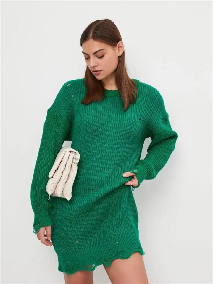 Damen modischer oversized Pullover mit lässigem Strukturmuster Drune