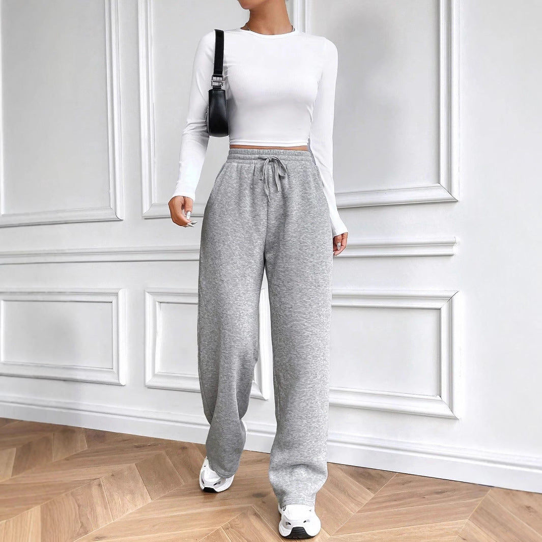 Damen bequeme Freizeithose mit weitem Schnitt und elastischem Bund Drune