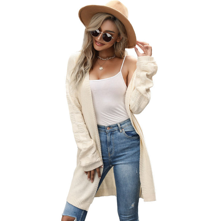 Damen lässige Strickjacke mit strukturiertem Design und langen Ärmeln Drune