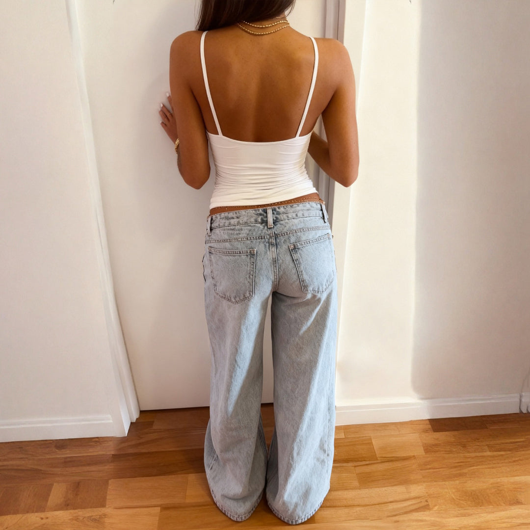 Damen hochgeschnittene weite Jeans Drune