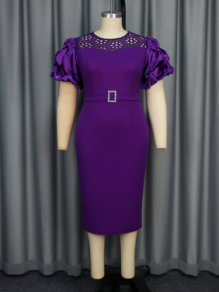 Damen Figurbetontes Cocktailkleid mit kreativem Rüschendesign und dekorativem Taillengürtel Drune