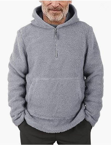 Herren kuscheliger Fleece-Pullover mit halbem Reißverschluss Drune