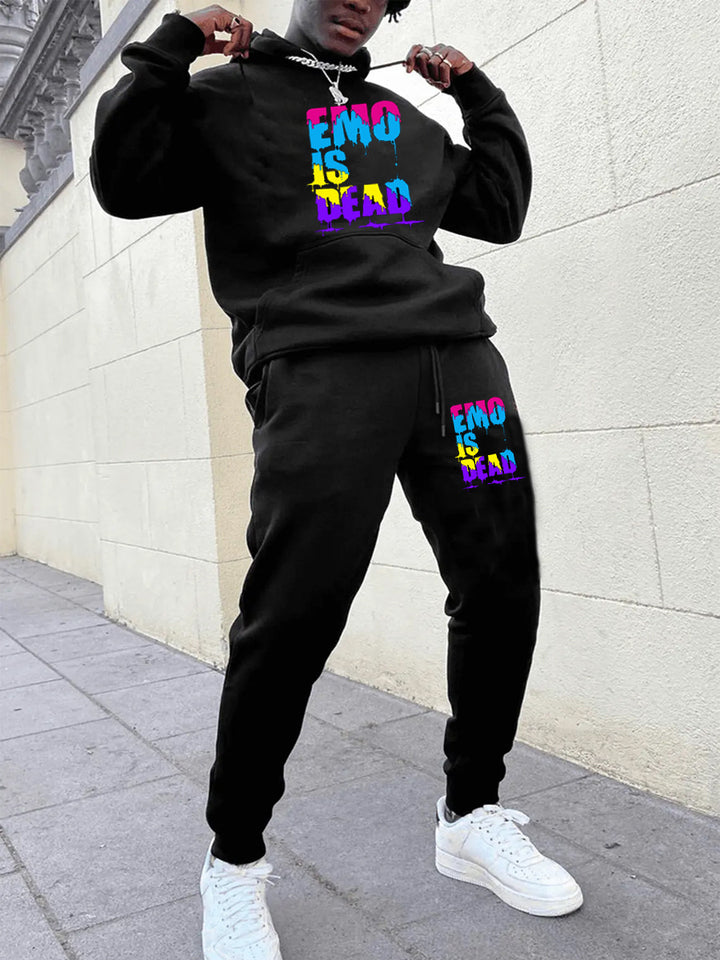 Damen Sportliches Hoodie und Jogginghose Set mit buntem Grafikelement Drune