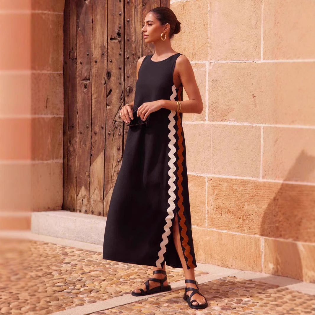 Damen Maxikleid mit elegantem Schnitt und Zierdetails Drune