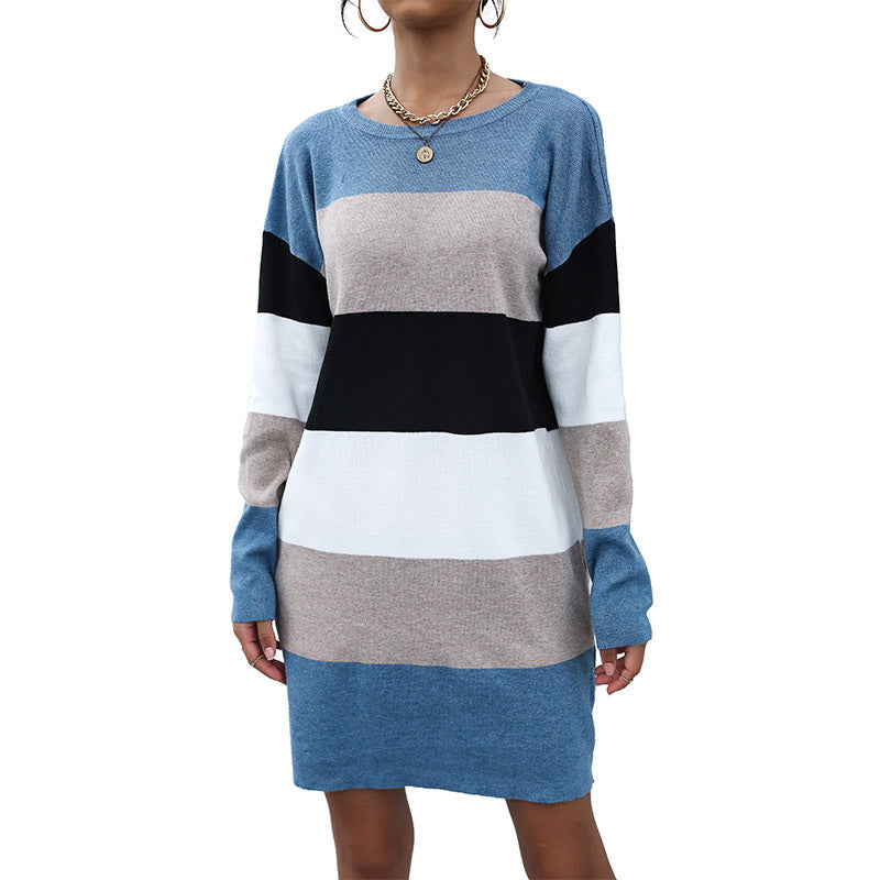 Damen Strickkleid mit Boxermuster und taillierten Details Drune