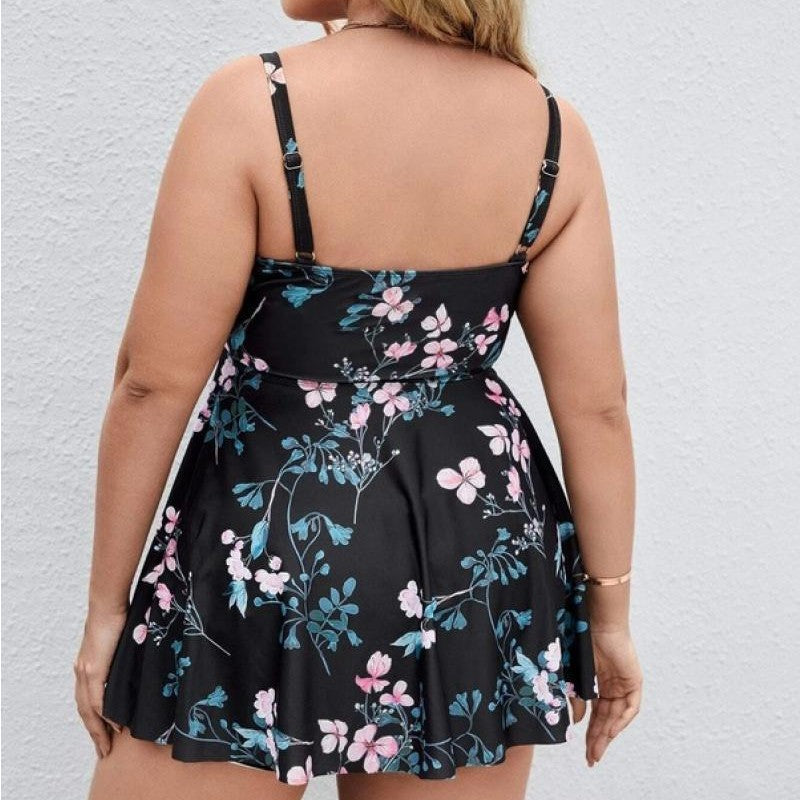 Damen Sportliches Tankini-Set mit floralem Oberteil und Shorts Drune