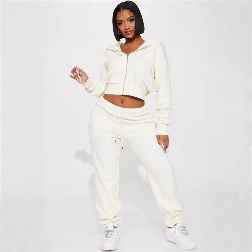 Damen lässiges Hoodie- und Jogginghosen-Set mit verstellbarem Bund Drune