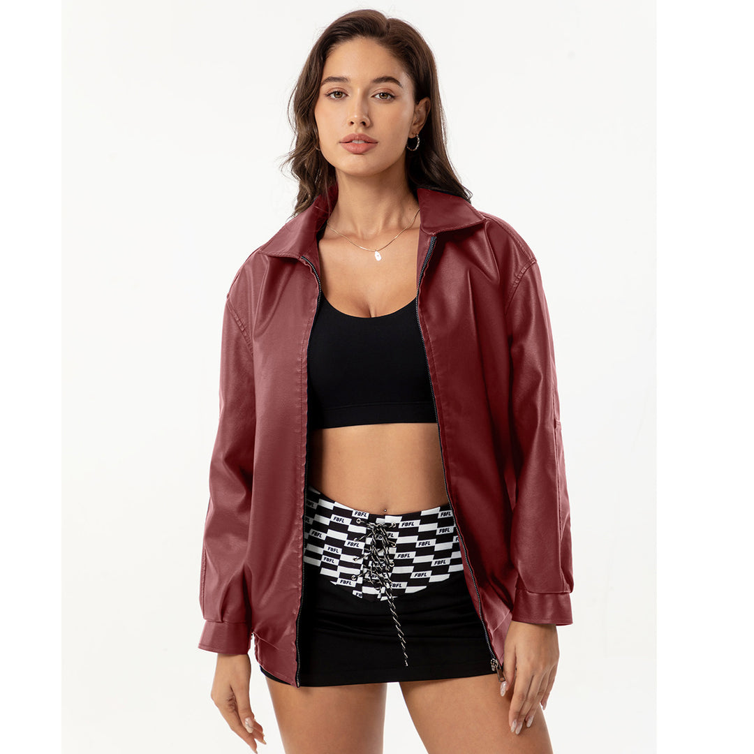 Damen lässige Satinjacke mit modernem Schnitt und praktischen Taschen Drune