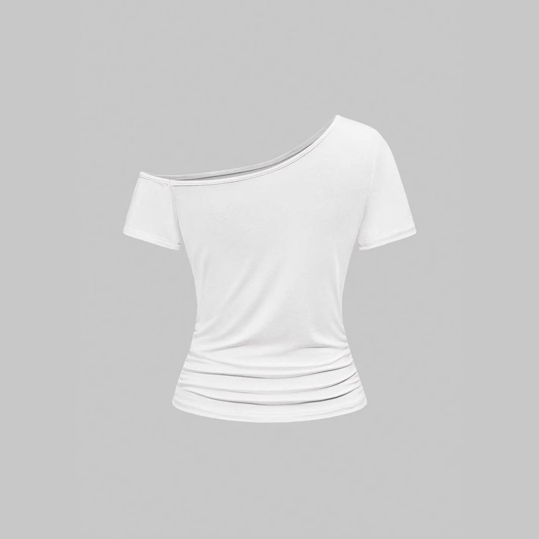 Damen Modisches Shirt mit großzügigem Ausschnitt und einzigartigem Grafikdesign Drune