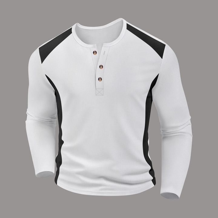 Herren Langarmhemd mit charismatischem Henley-Ausschnitt von Drune