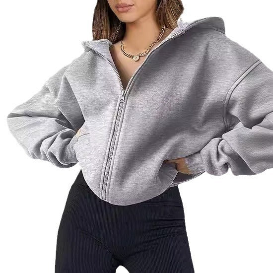 Damen lässiger Oversized Zip-Hoodie Drune