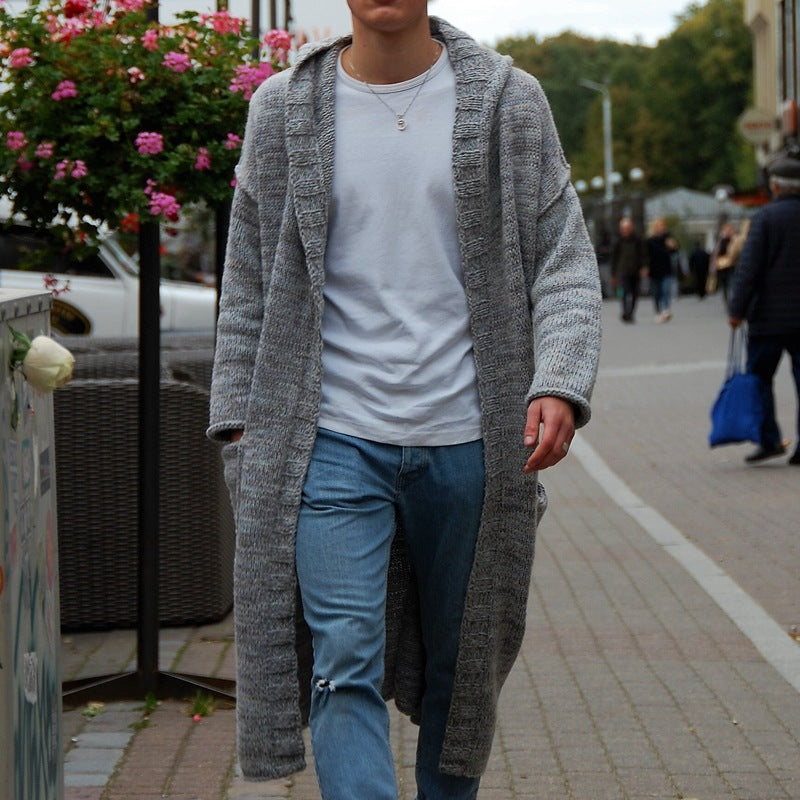 Herren Langer Strickmantel mit modernem Design und lässigen Details Drune