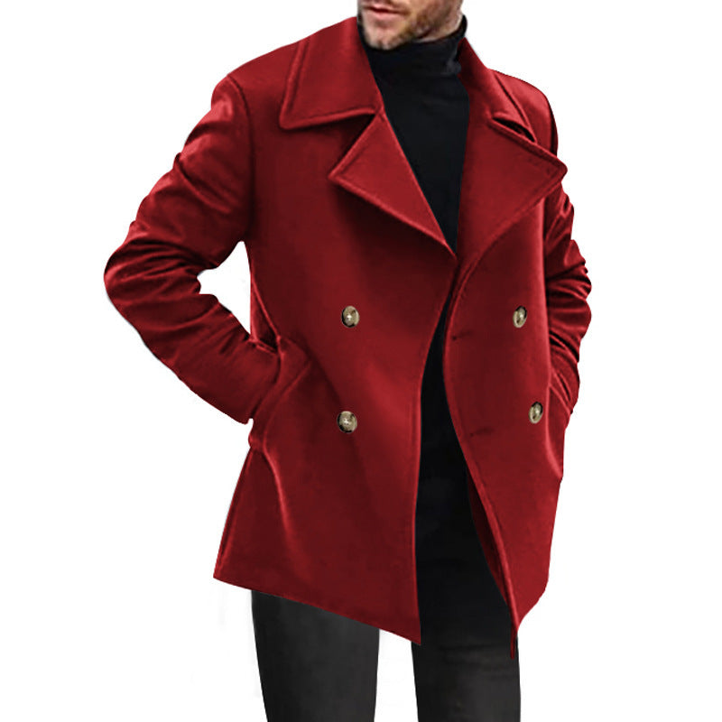 Herren Designer Wollmantel mit doppelter Knopfleiste Drune