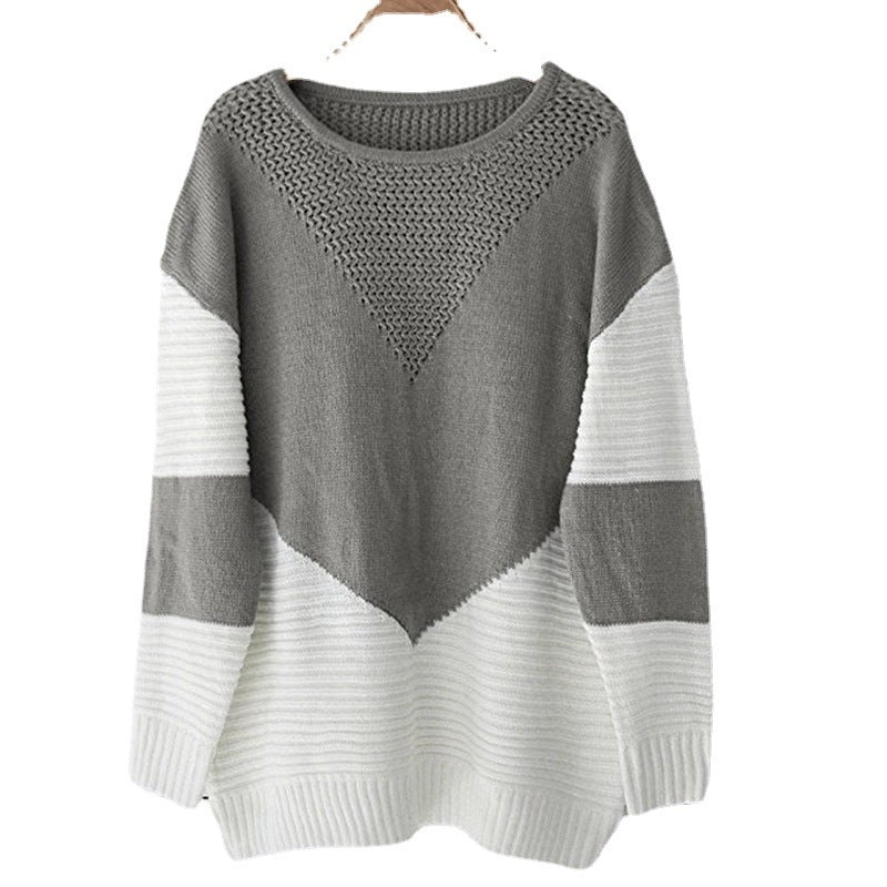 Damen modischer Strickpullover mit geometrischem Muster und strukturiertem Gewebe Drune