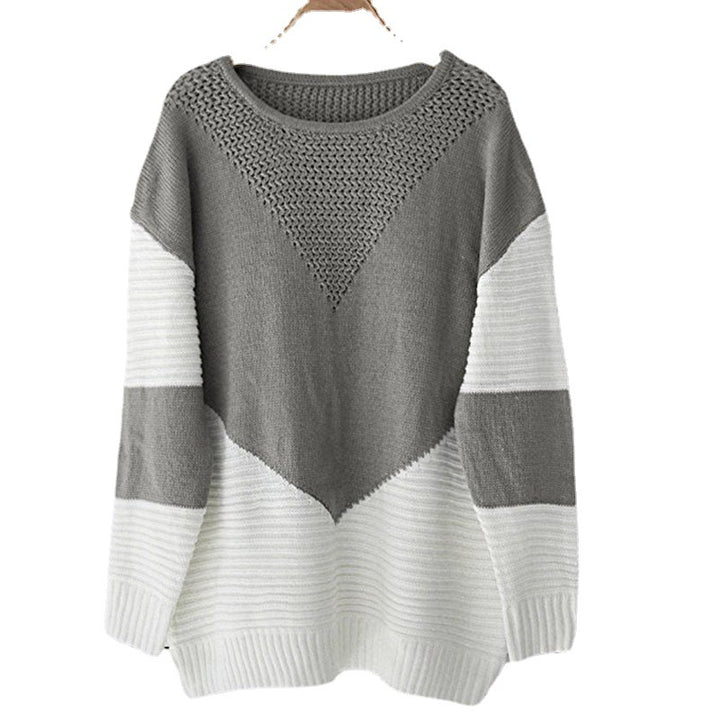 Damen modischer Strickpullover mit geometrischem Muster und strukturiertem Gewebe Drune