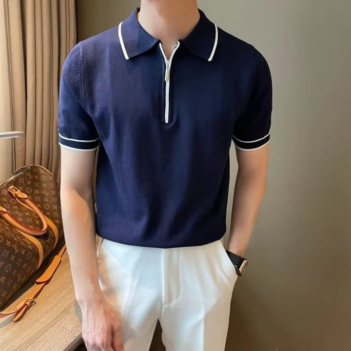 Herren modisches Poloshirt mit innovativem Reißverschluss Drune