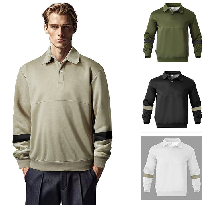 Herren sportlicher Langarm-Polo mit modernem Design und Kontrastärmel Drune