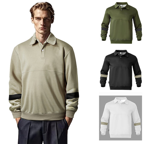 Herren sportlicher Langarm-Polo mit modernem Design und Kontrastärmel Drune