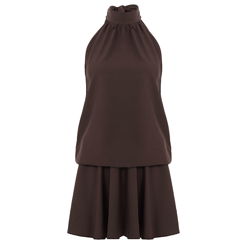 Damen lässiges Trägerkleid mit voluminösem Rocksaum Drune