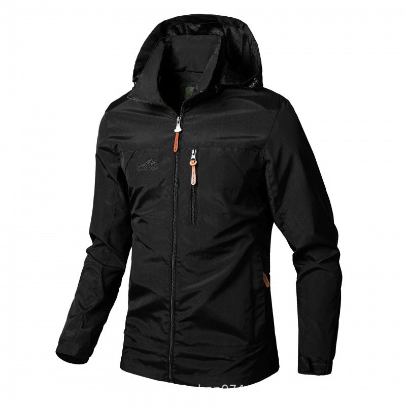 Herren nan leichte wasserabweisende Softshelljacke mit Kapuze und Sicherheitsreißverschluss Drune