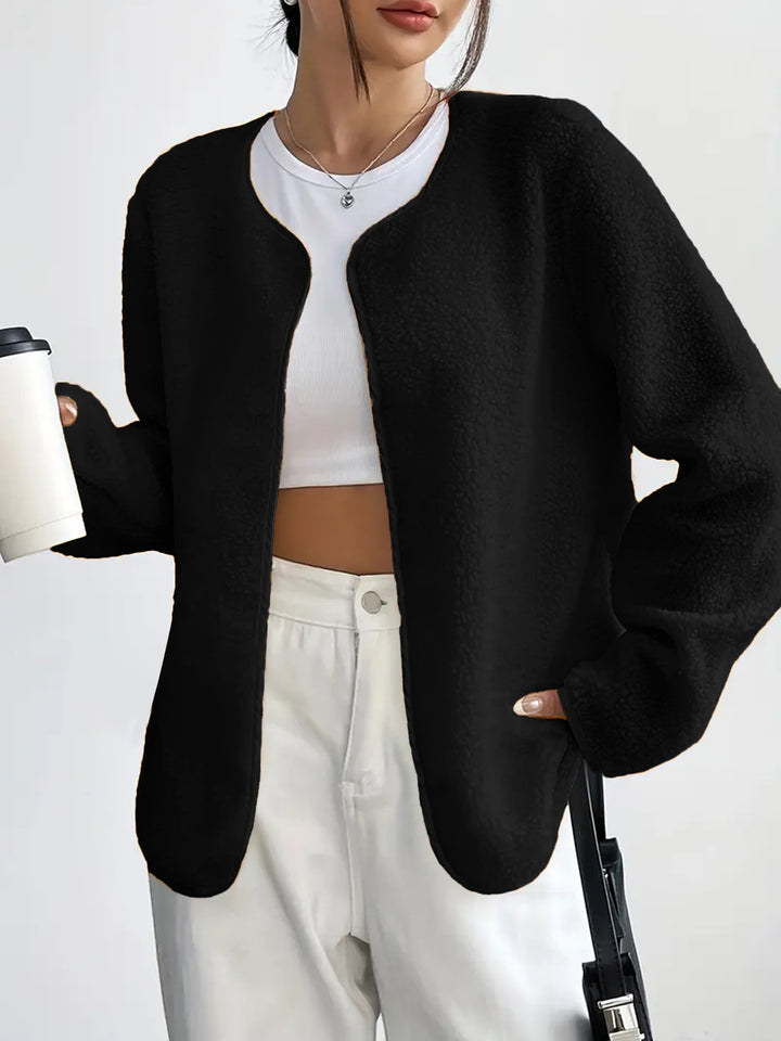 Damen lässige Fleecejacke mit offenem Schnitt und praktischen Taschen Drune
