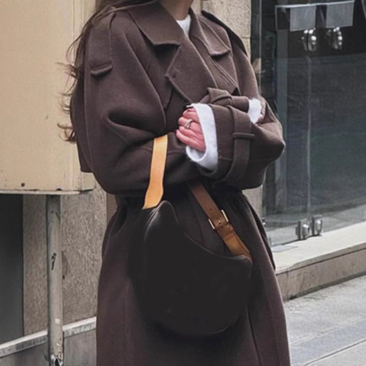 Damen Oversize Wintermantel mit elegantem Revers und praktischen Taschen Drune