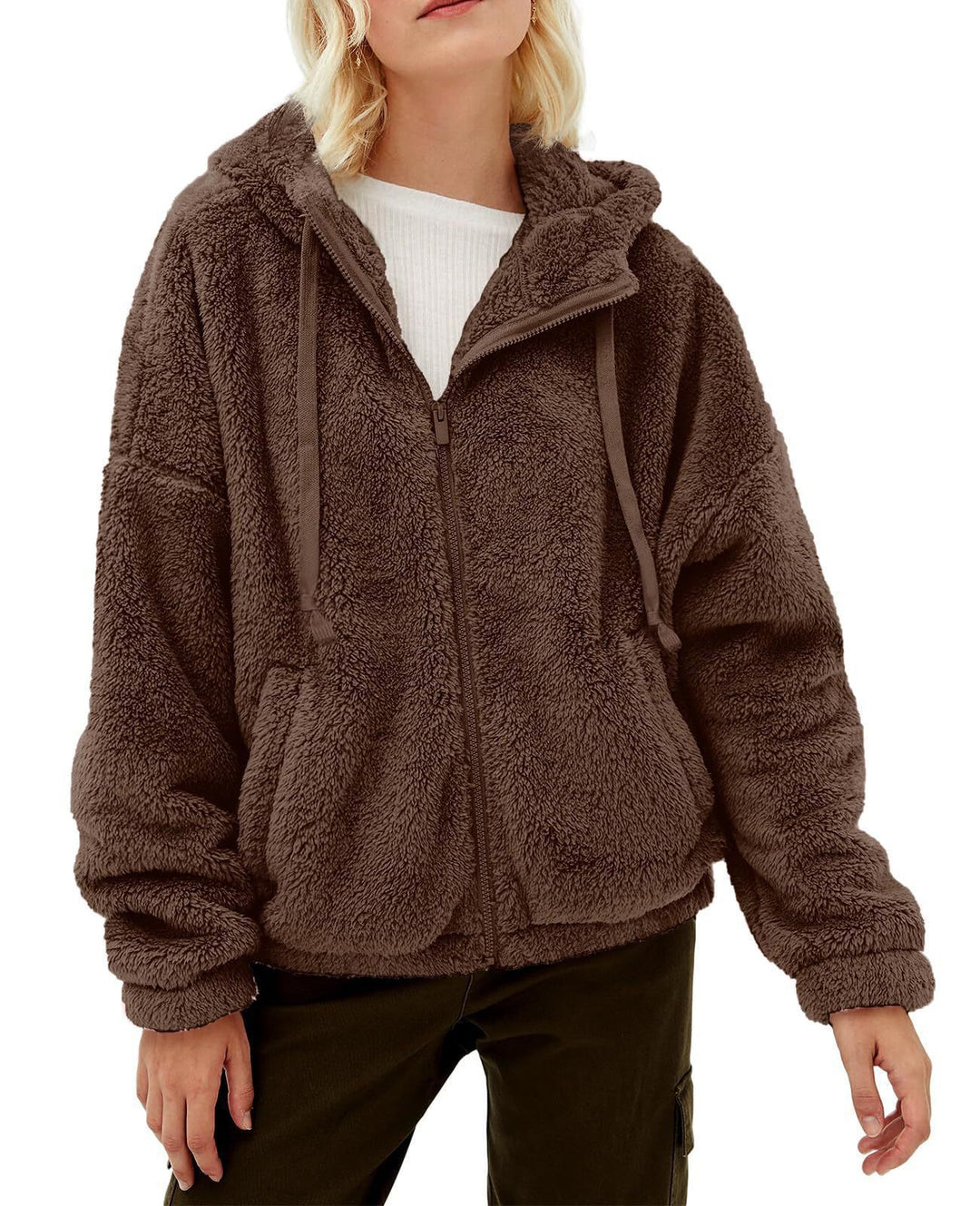 Damen Kuschelige Fleecejacke mit hohem Kragen und Reißverschluss Drune
