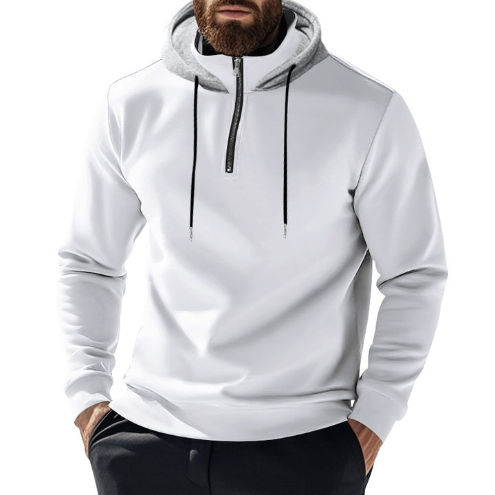 Herren nan Halbzip-Kapuzenpullover mit kontrastkapuze, Kordelzug und schmaler Silhouette Drune