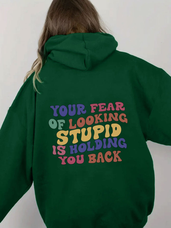 Damen Kapuzensweater mit inspirierendem Statement-Druck Drune
