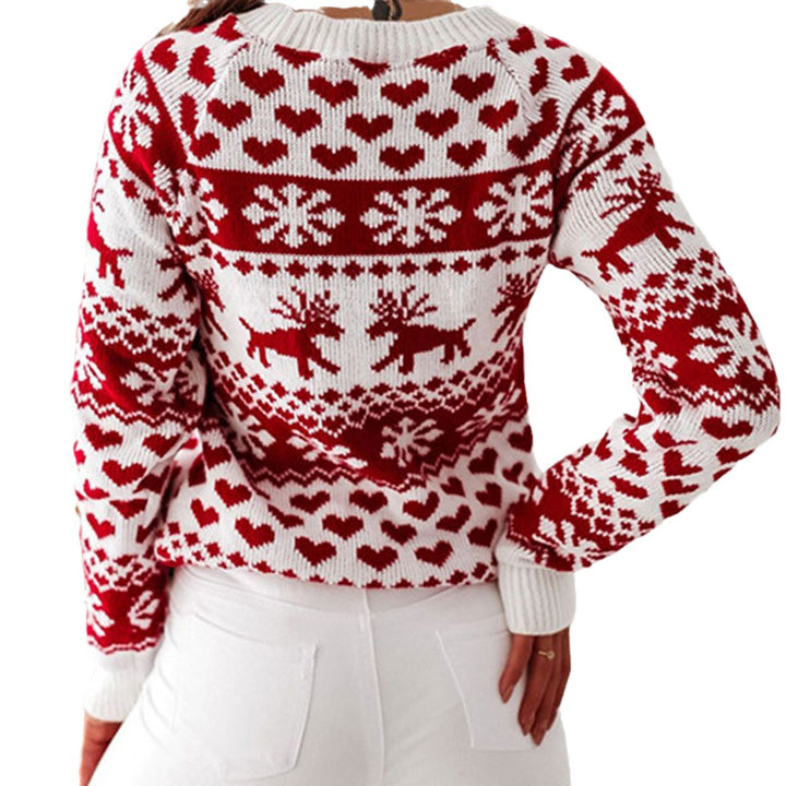 Damen Kuscheliger Weihnachtspullover mit traditionellem Muster Drune